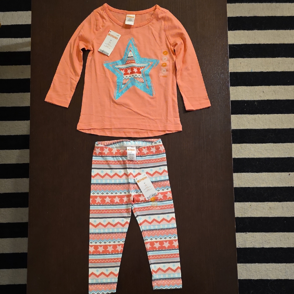 Gymboree Star Design T-shirt with Matching Leggings, 2t